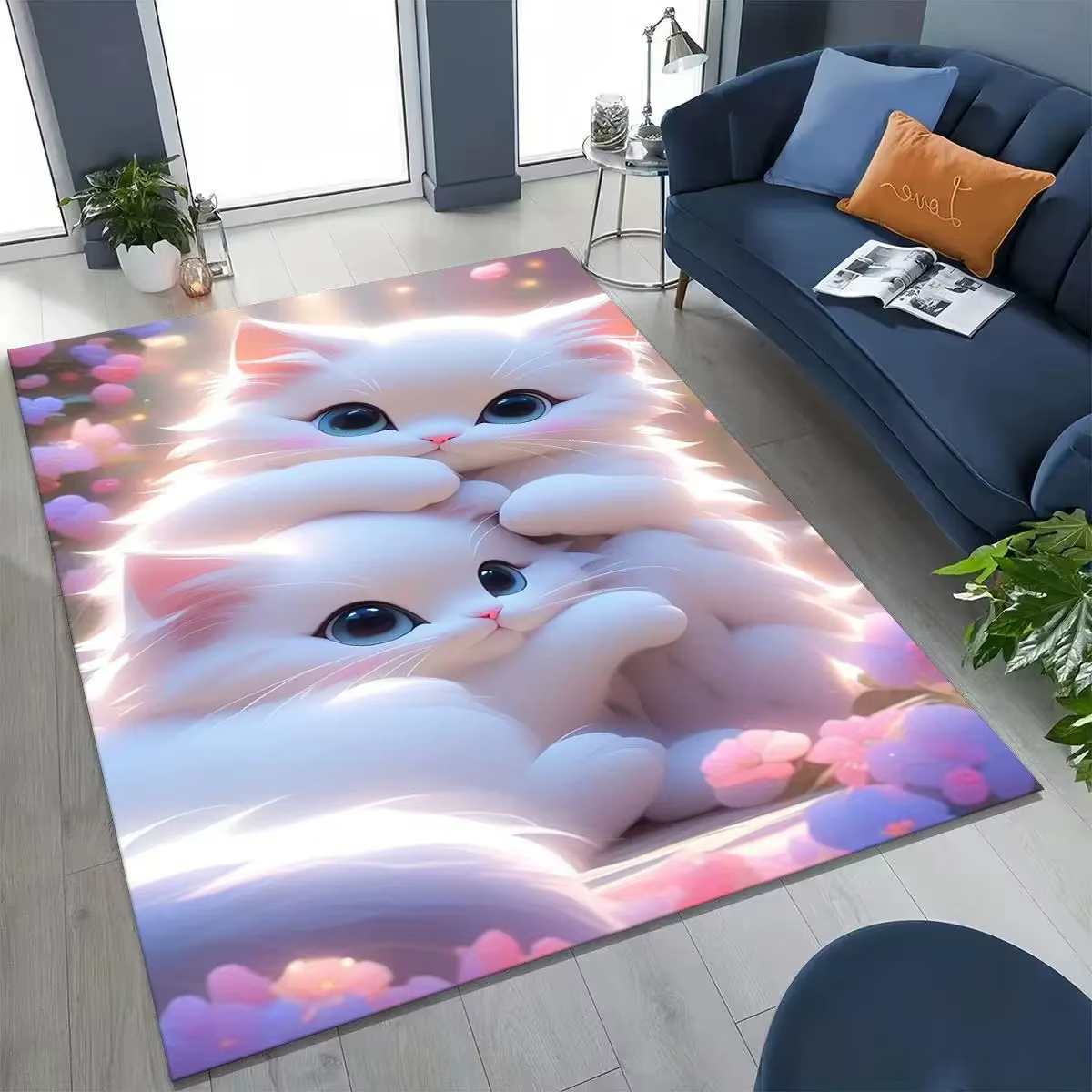 Tapis imprimé avec des pattes de chaton 3D Kawaii, tapis de jeu pour bébé, tapis de salon, tapis de chambre à coucher, adapté à la décoration de la maison pour les amoureux des chats