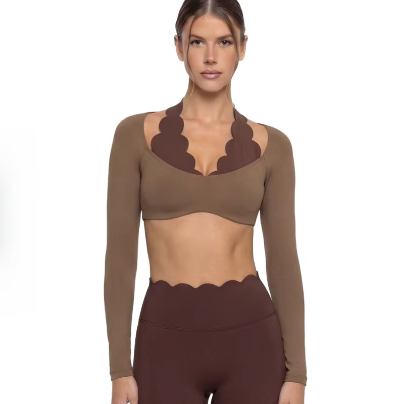 Tenue de yoga effet deux pièces color-block avec coussinet de poitrine