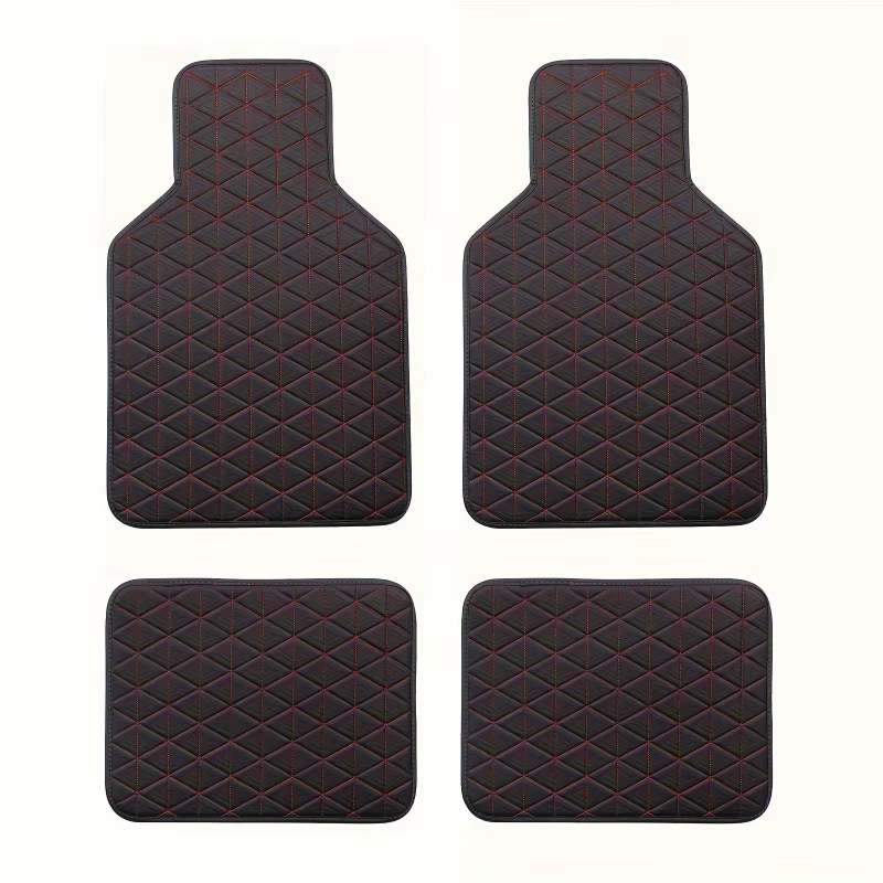 Tapis de sol de voiture en cuir PU imperméable, 4 pièces, durable et à la mode, protection toutes saisons, facile à nettoyer, améliore l'intérieur