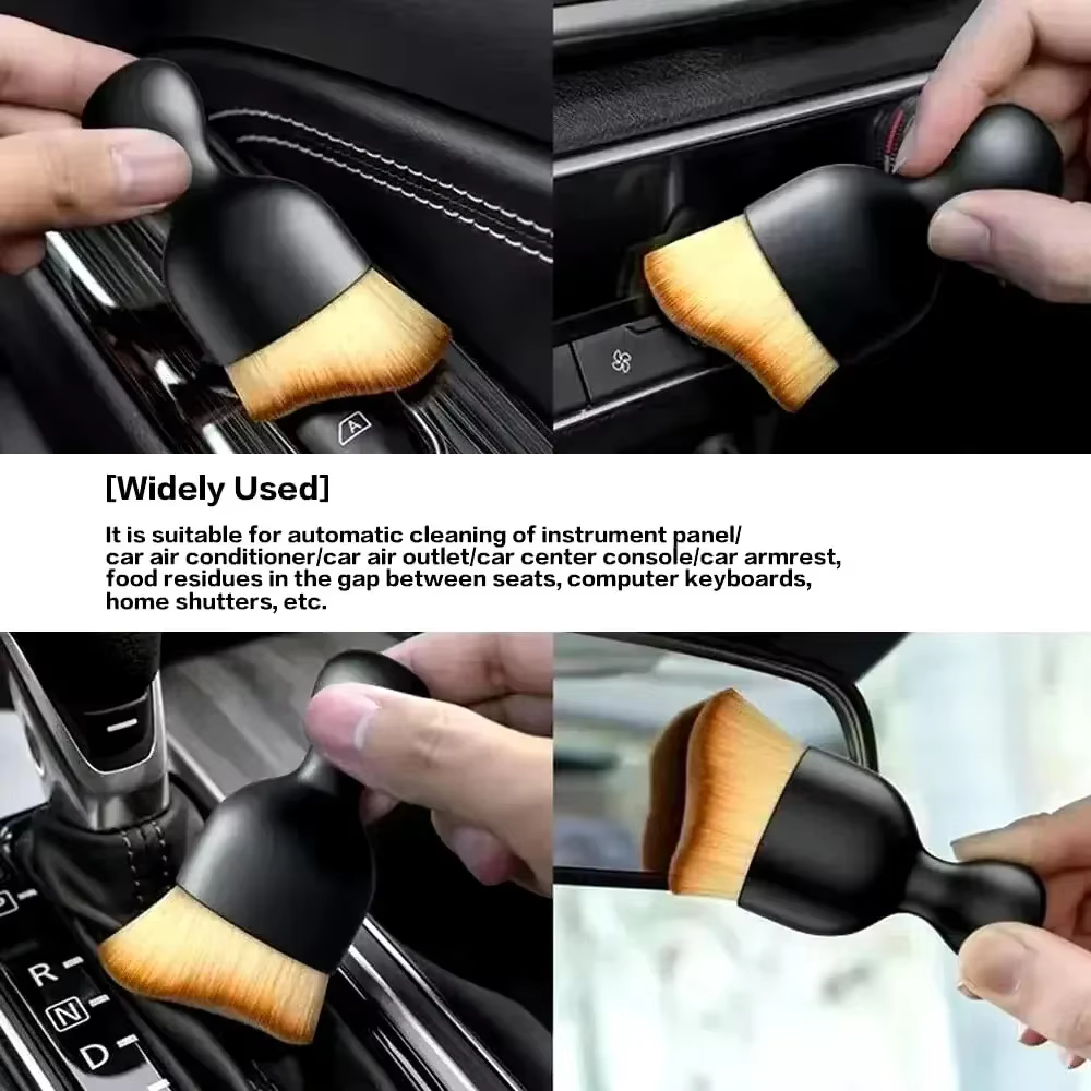 Brosse de nettoyage intérieur de voiture, climatiseur, sortie d'air, brosses de nettoyage en fourrure douce avec coquilles, dépose de poussière de crevasses, outils de brosse de détail