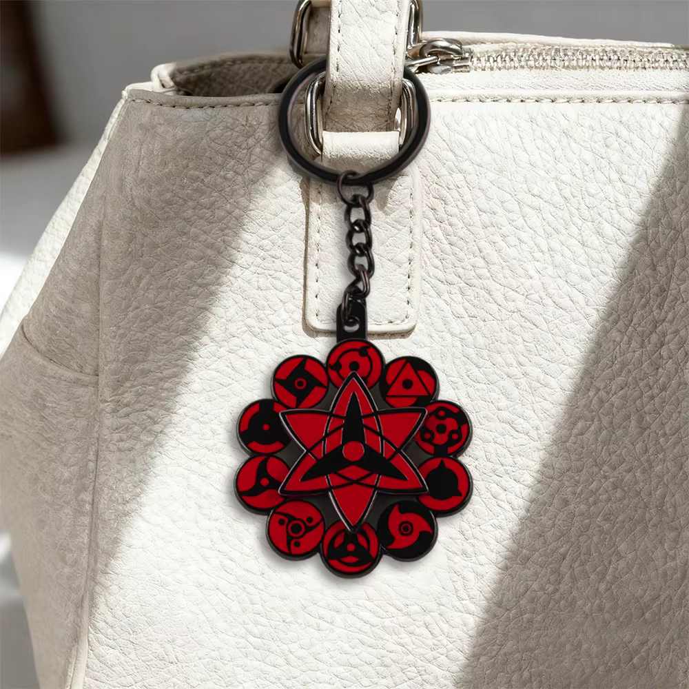 Porte-clés rotatif Mangekyou Sharingan toutes formes, accessoire pour sac et clés, cadeau pour fans d'anime