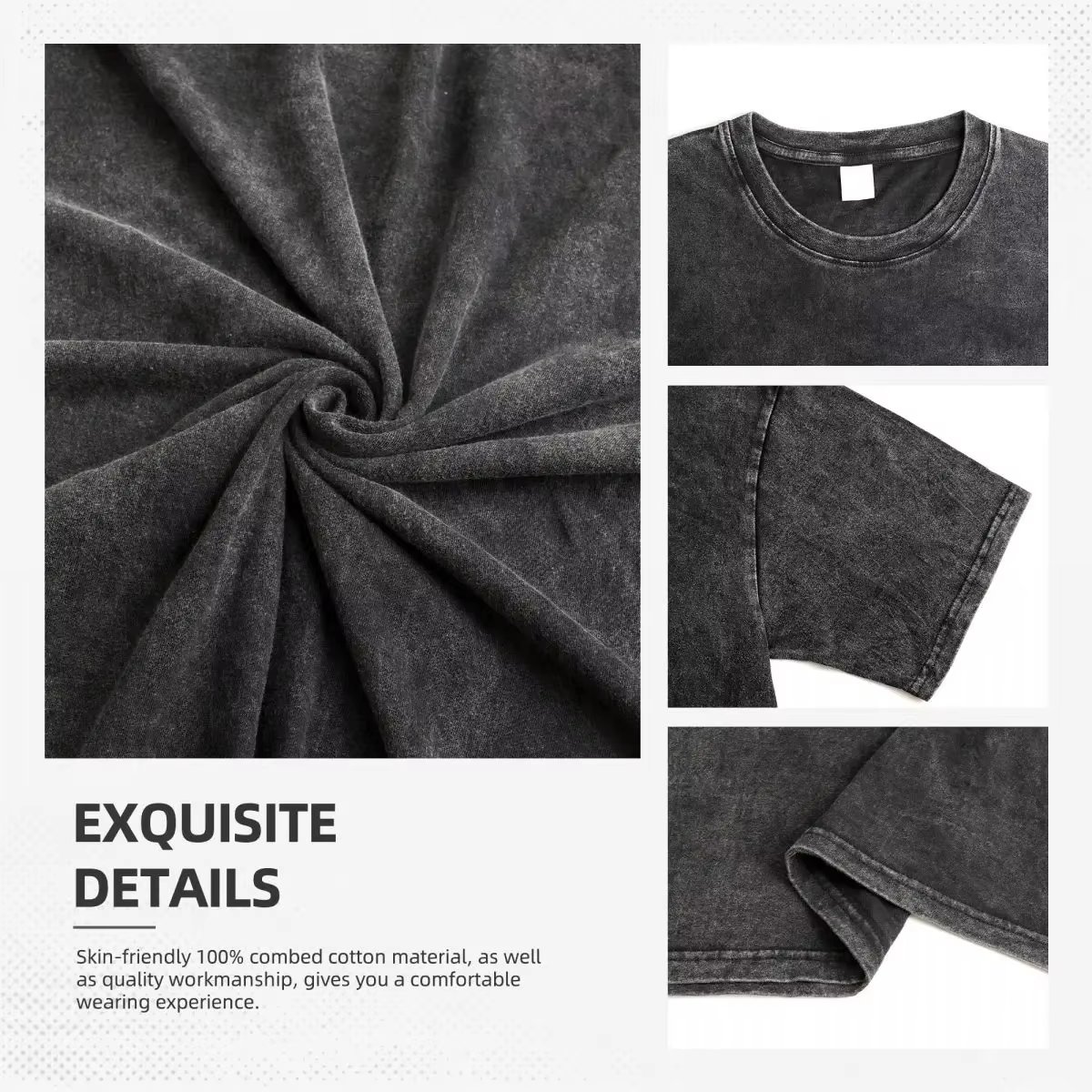 T-shirt décontracté Y2K en coton délavé à manches courtes pour homme
