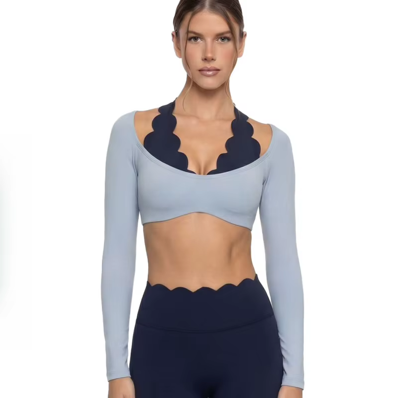 Tenue de yoga effet deux pièces color-block avec coussinet de poitrine