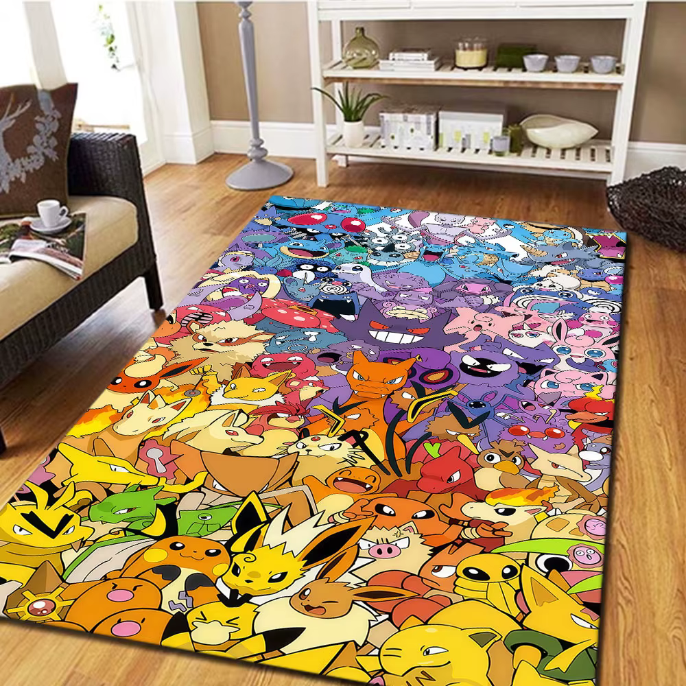 Tapis imprimé Pokemon pour la décoration de la maison, cadeau d'anniversaire, cadeaux d'halloween HE35