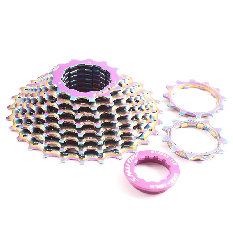 Vélo de route 9 10 vitesses 11-28T Cassette arc-en-ciel CNC vélo de gravier roue libre 9s 10s pignon coloré ultraléger K7 11V volant d'inertie