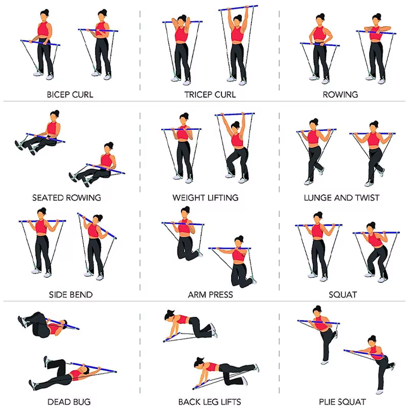 Combinaison de barre de Pilates multifonctionnelle