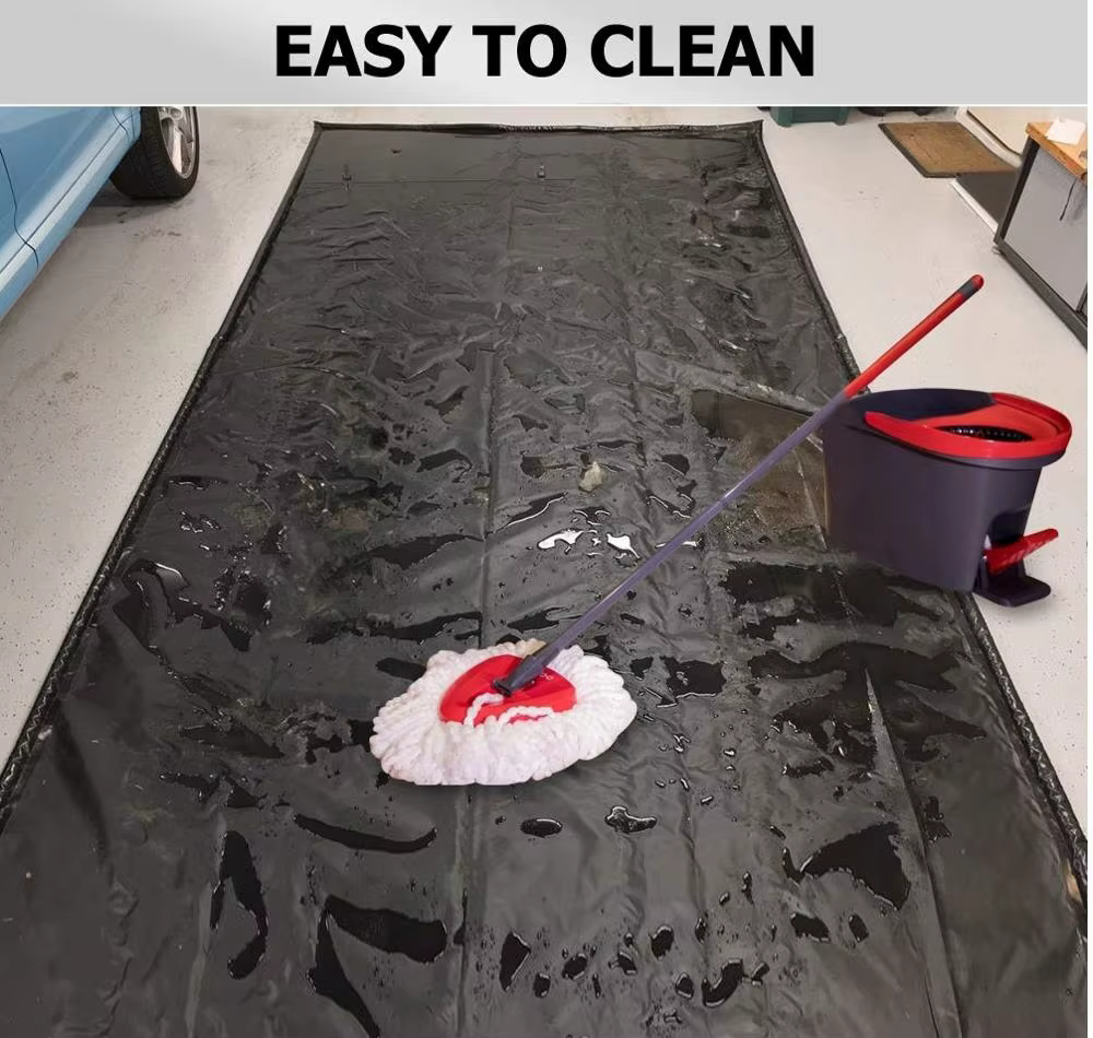 Tapis de sol de garage en PVC imperméable 7'9" x 18' pour protéger et nettoyer des intempéries comme la neige, la boue et la pluie 7'9" x 16'/ 8'6" x 20' / 9' x 22'