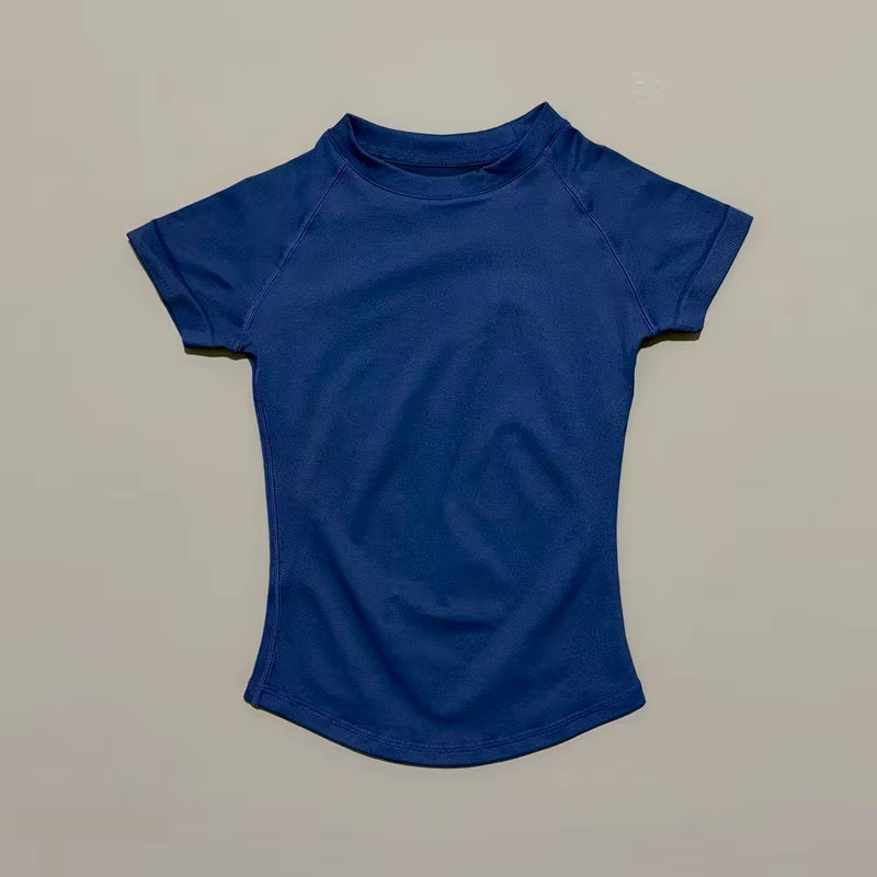 HISTELLO Df Haut de sport uni à manches courtes pour femme