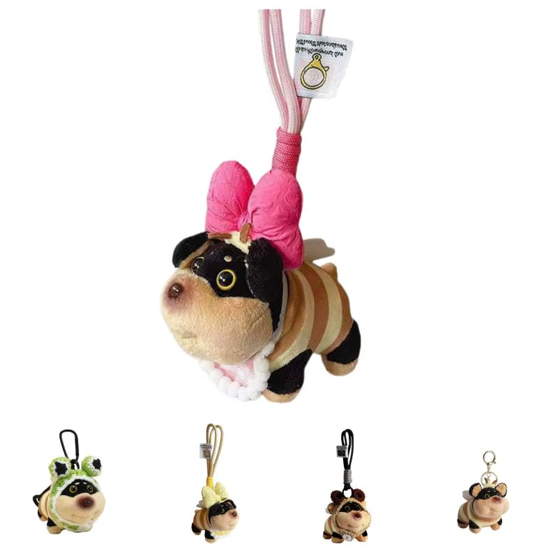 Accessoire spécial pour chien: pendentif de sac de poupée en peluche de chiot d'abeille Portable, décor suspendu de porte-clés doux mignon