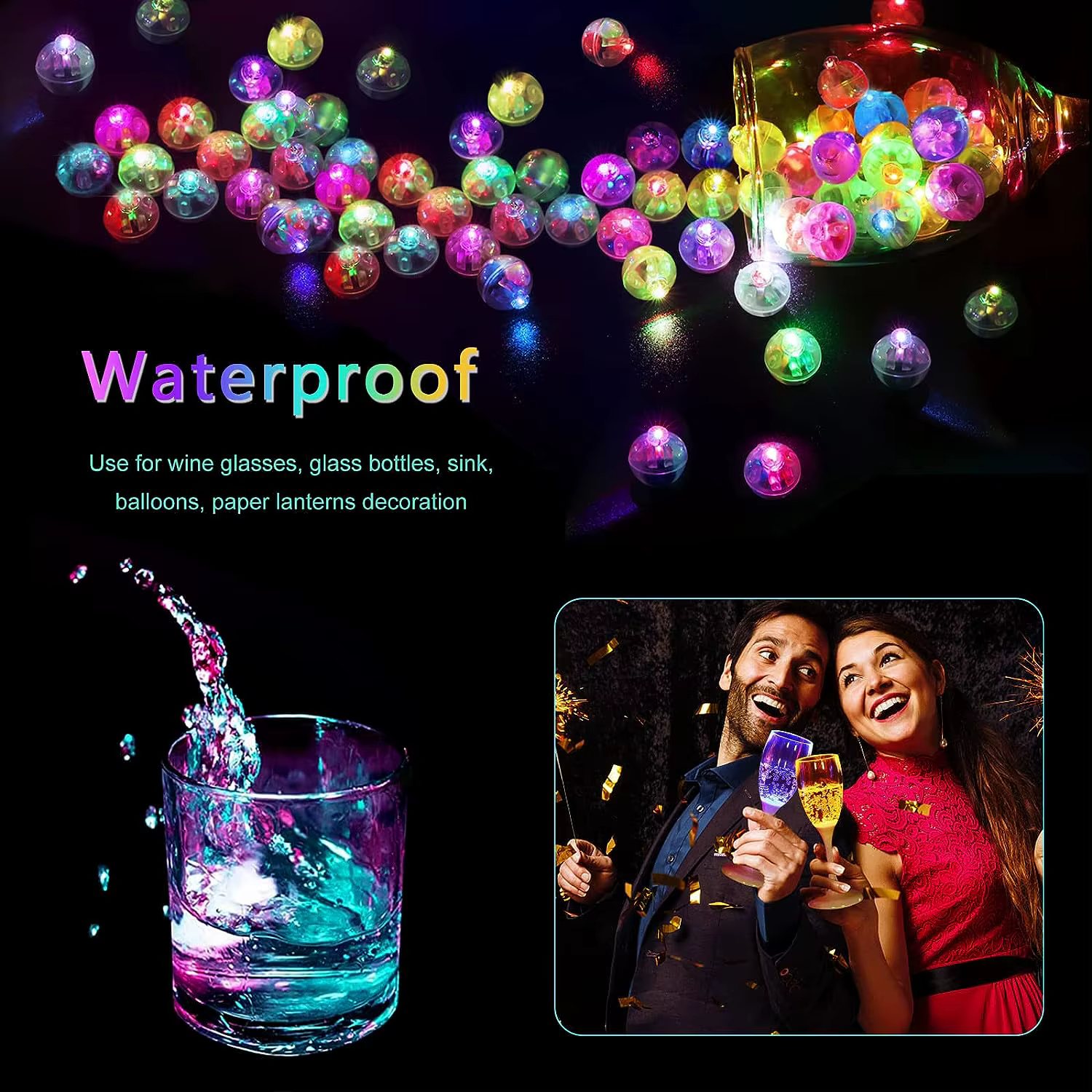 50pcs coloré brillant petite boule lampe LED Flash rond ballon lampe Mini gobelet boule lumière pour noël fête de mariage décor