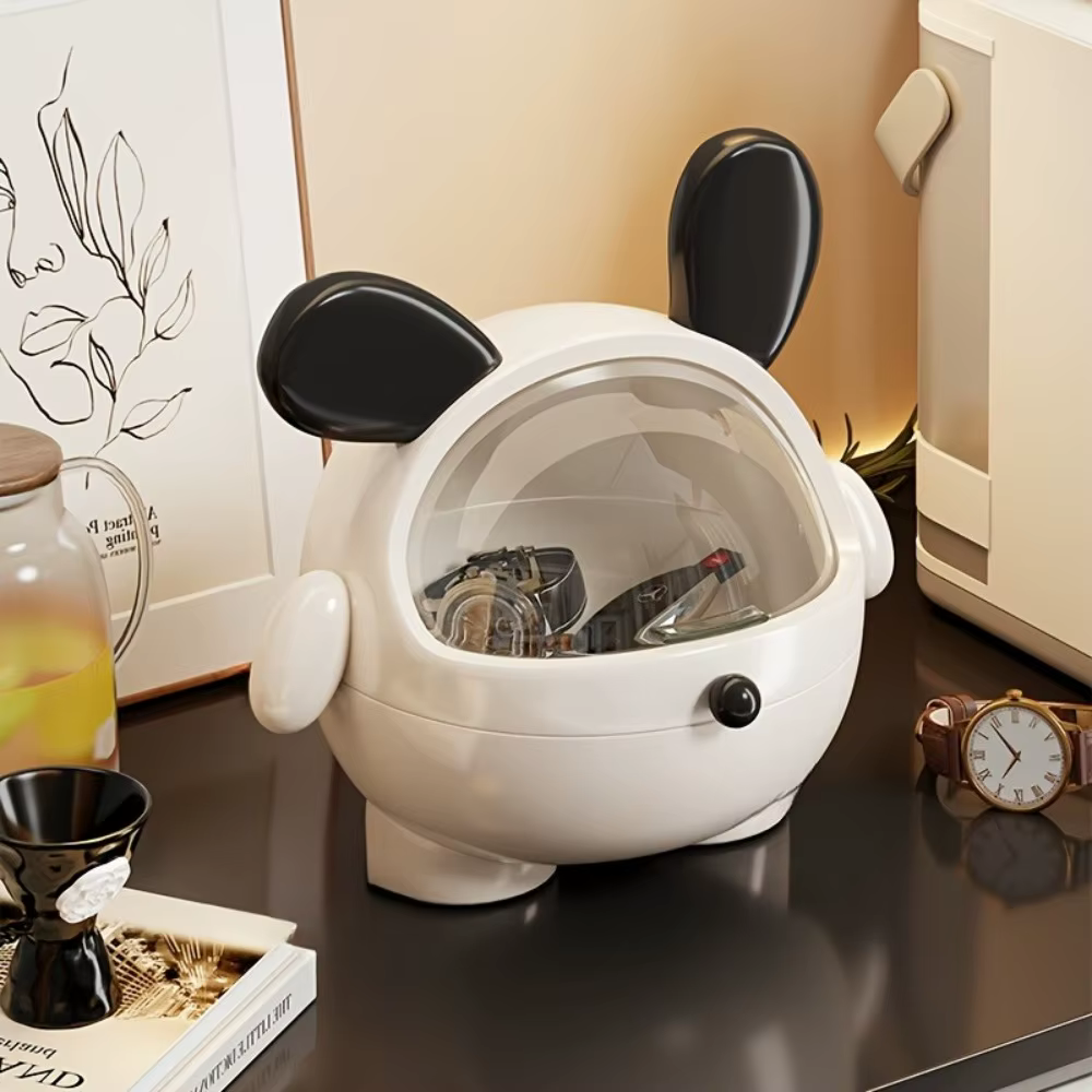 Organisateur d'accessoires mignon en forme de lapin avec couvercle, boîte de rangement anti-poussière en forme d'animal de dessin animé pour les filles, attaches pour cheveux, bijoux, décoration de co
