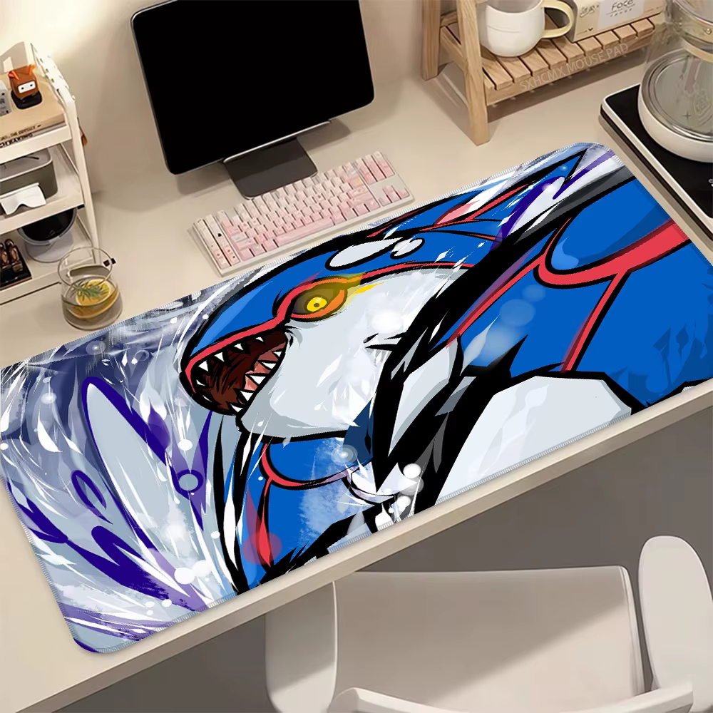 Tapis de souris de jeu P-Pokemon Kyogre XL, grand tapis de souris étendu, base en caoutchouc antidérapante, bords cousus, impression HD pour PC Gamer, tapis de bureau