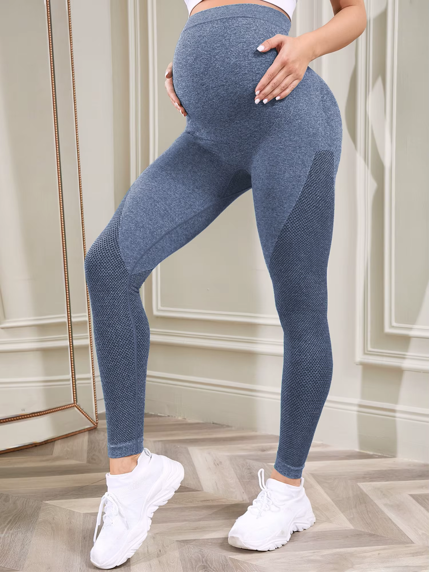 Leggings de yoga décontractés de maternité avec soutien du ventre femme enceinte taille haute pantalons de pilates
