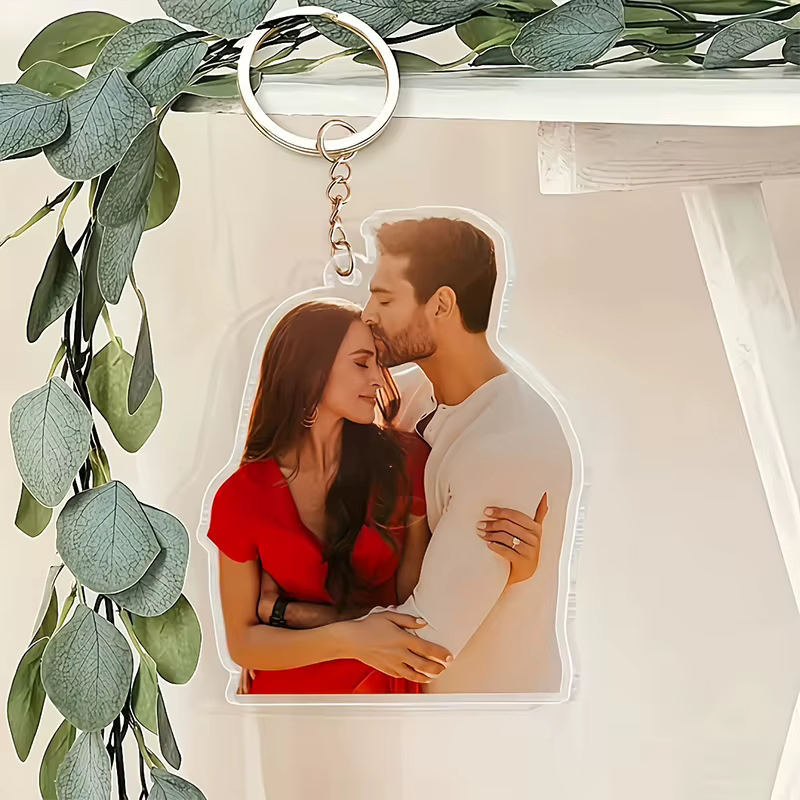 Porte-clés personnalisé avec photo de couple, porte-clés en acrylique personnalisé avec image, porte-clés portrait personnalisé pour sac, cadeau d'amour pour couple