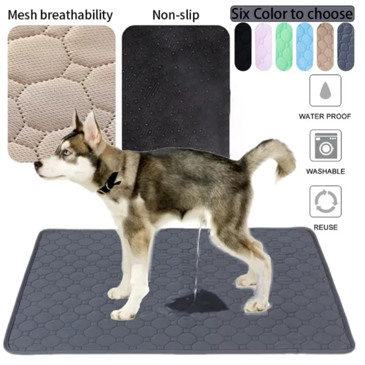 Tapis absorbant réutilisable et lavable pour chien, tapis d'urine pour chien, tapis imperméable pour siège de voiture, sol, canapé, tapis d'apprentissage pour chiot et chat, fournitures pour animaux d