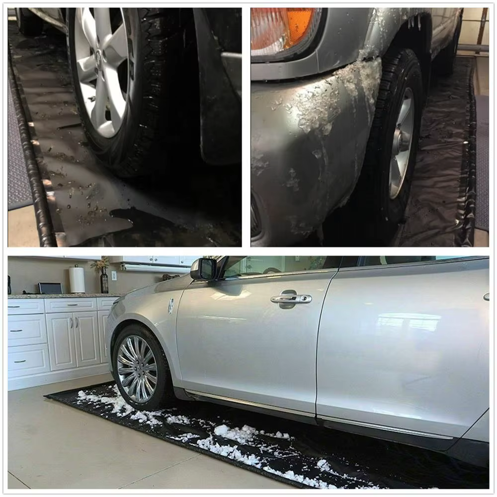 Tapis de sol de garage en PVC imperméable 7'9" x 18' pour protéger et nettoyer des intempéries comme la neige, la boue et la pluie 7'9" x 16'/ 8'6" x 20' / 9' x 22'