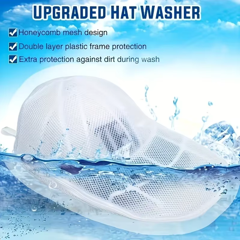 Cage de nettoyage pour chapeaux pour machines à laver, nettoyeur de chapeaux avec sac en filet, sacs ou supports à chapeaux peuvent être achetés séparément.