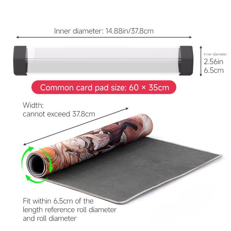 Tube de rangement pour tapis de jeu TCG - idéal pour le rangement de tapis de 60x35 cm et pour le jeu de cartes TCG (Pokémon, Yu-Gi-Oh!, MTG)
