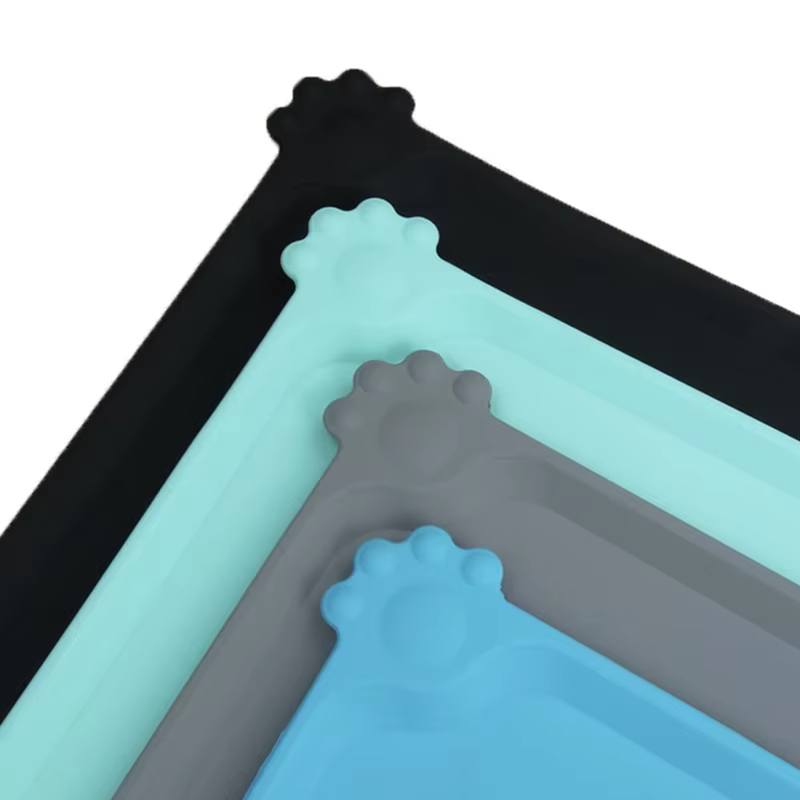 Tapis imperméable pour animaux de compagnie, couleur unie, en Silicone, pour chien et chat, bol de nourriture pour animaux de compagnie, tapis à boire, napperon d'alimentation pour chien, lavage facil