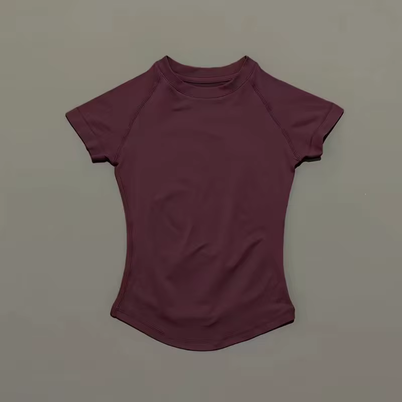 HISTELLO Df Haut de sport uni à manches courtes pour femme