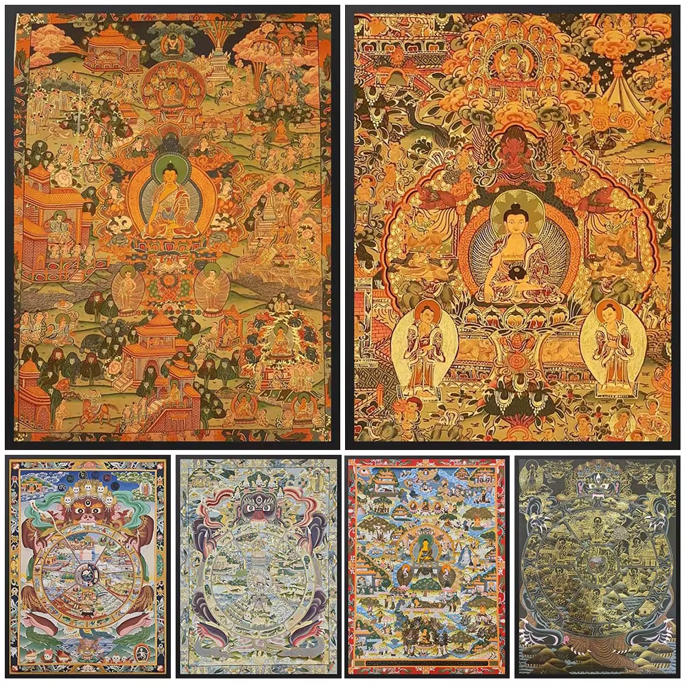 Bouddha roue de vie de la vie Sakyamuni Bodhisattva bouddhisme images murales pour salon affiche mur Art toile peinture sans cadre