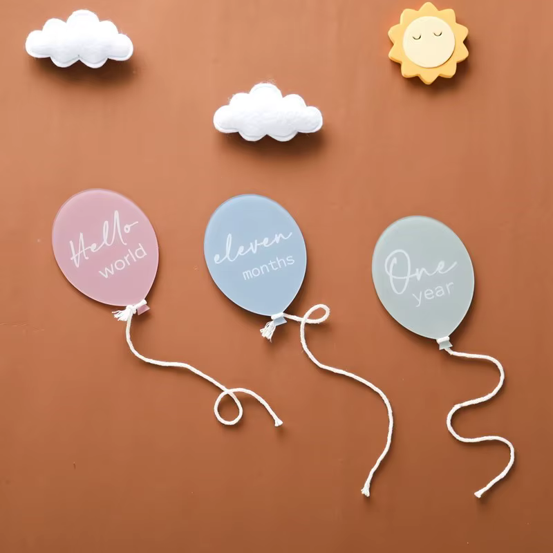 Ballons en acrylique pour nouveau-né, accessoires de photographie, cadeau de naissance pour bébé, 13 documents, cadeaux d'anniversaire