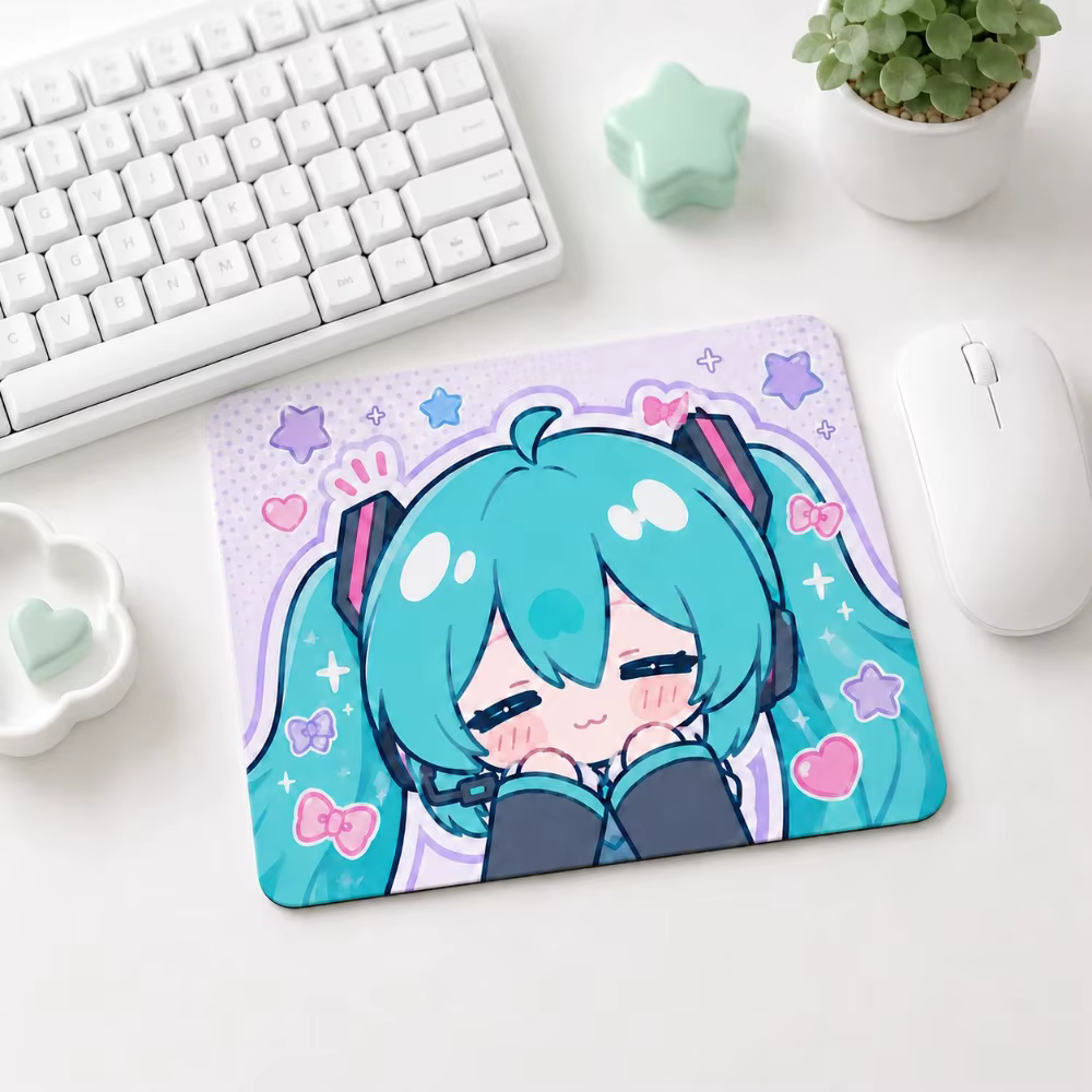 Tapis de souris Hatsune Miku, base en caoutchouc antidérapante, surface en tissu doux, tapis de bureau anime pour bureau/maison/PC