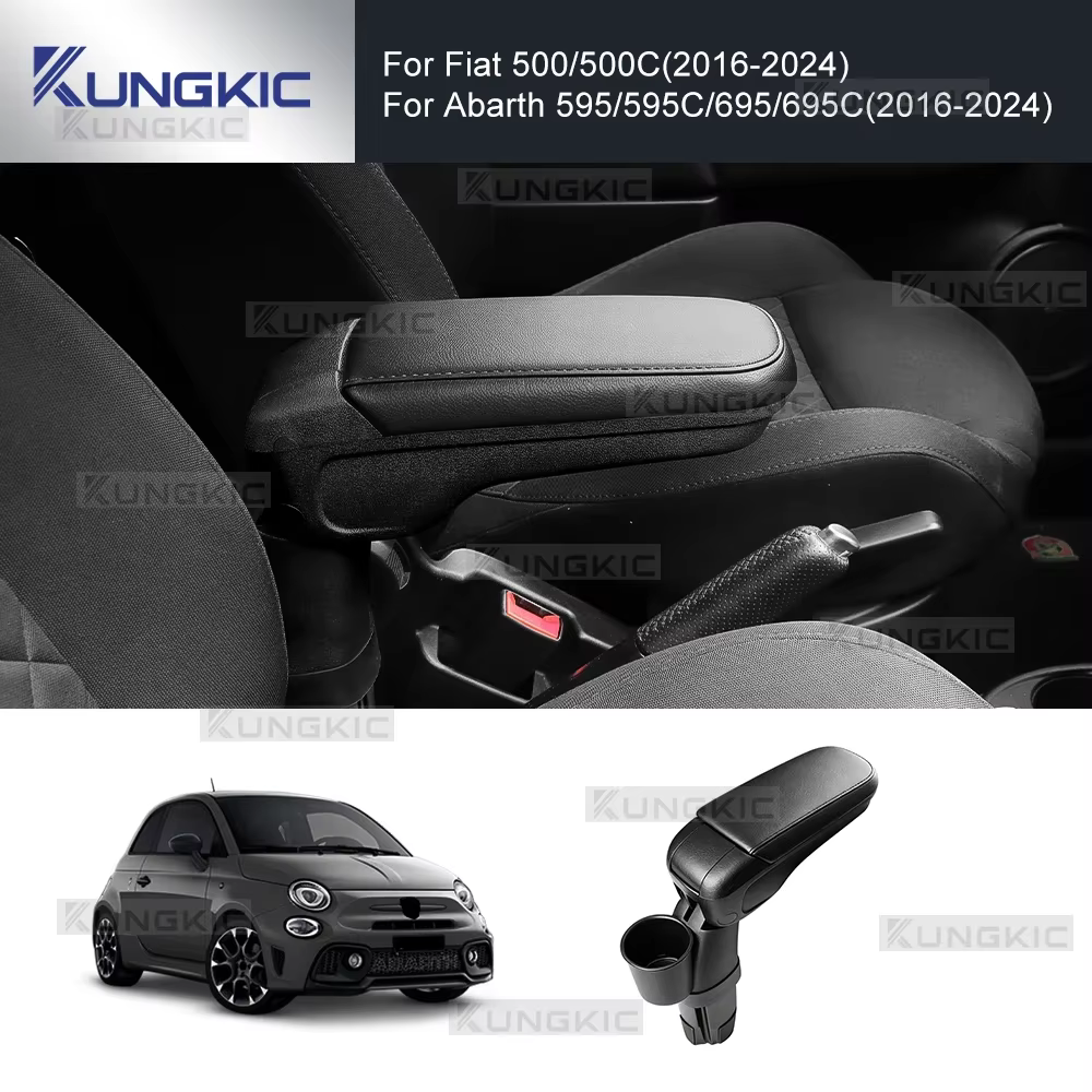 Boîte d'accoudoir pour Fiat 500, accessoires d'accoudoir de voiture, pièces de rénovation intérieure pour Abarth 595 2016 2017 2018 2019 2020 2021 2023 2024