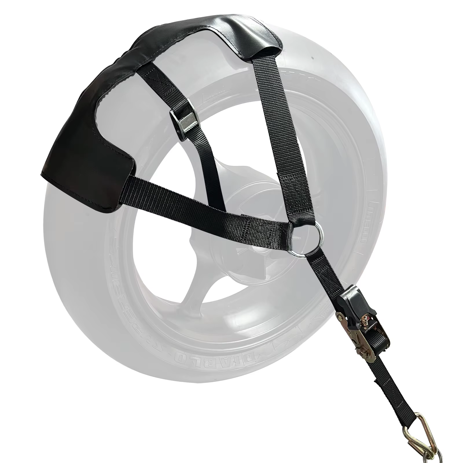Oldbones – support de roue arrière de moto, chaînes de pneus, ceinture de harnais, sangle de remorquage, sangle noire robuste avec cliquets