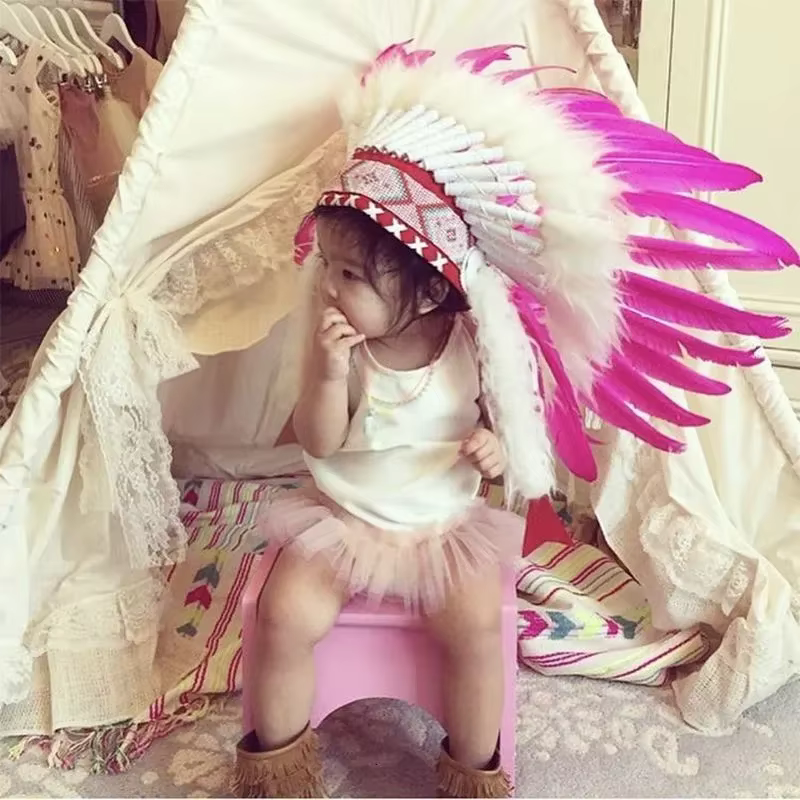 Coiffure en plumes indiennes, serre-tête en plumes indiennes américaines, bandeau en plumes, décoration de fête, accessoires Photo, Cosplay