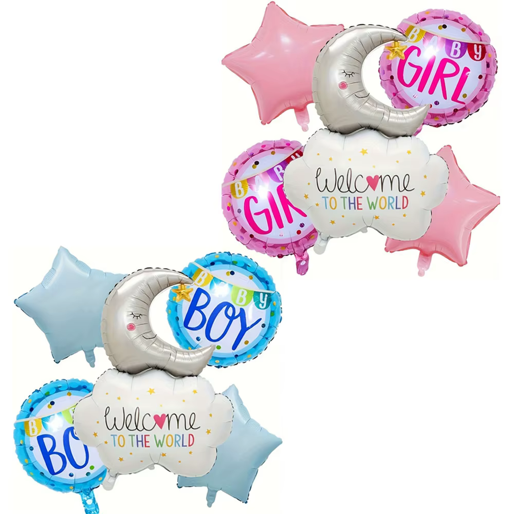 Ballons de décoration pour fête prénatale, nuage, lune, bleu, rose, bébé garçon et fille, révélation du sexe, décoration bienvenue dans le monde