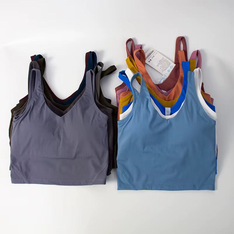 Ensemble de yoga classique pour femme en 2 pièces : haut de sport en forme de U et leggings taille haute effet seconde