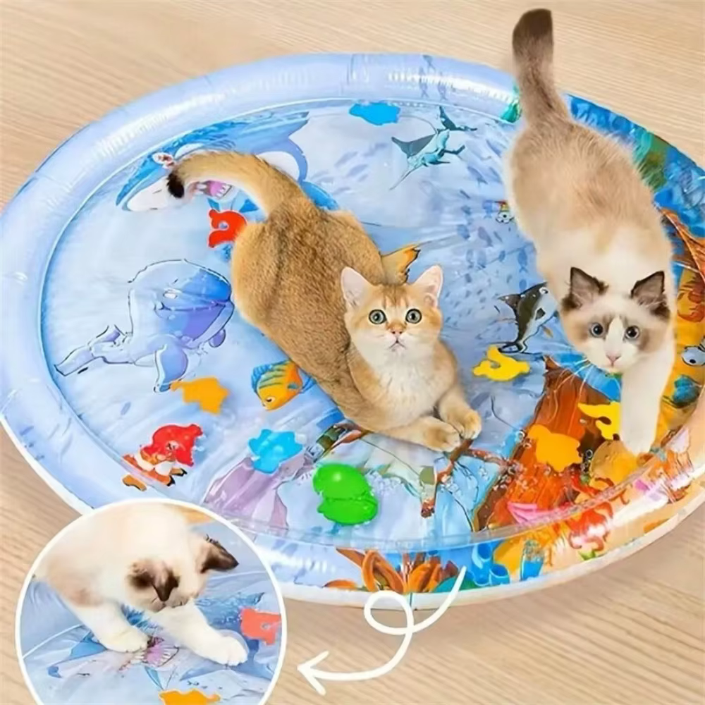 Jouet en PVC pour chat, jouets pour chat, conception de poisson flottant, utilisé avec l'eau du robinet, sens coule de l'eau, soulagement de l'ennui des chats