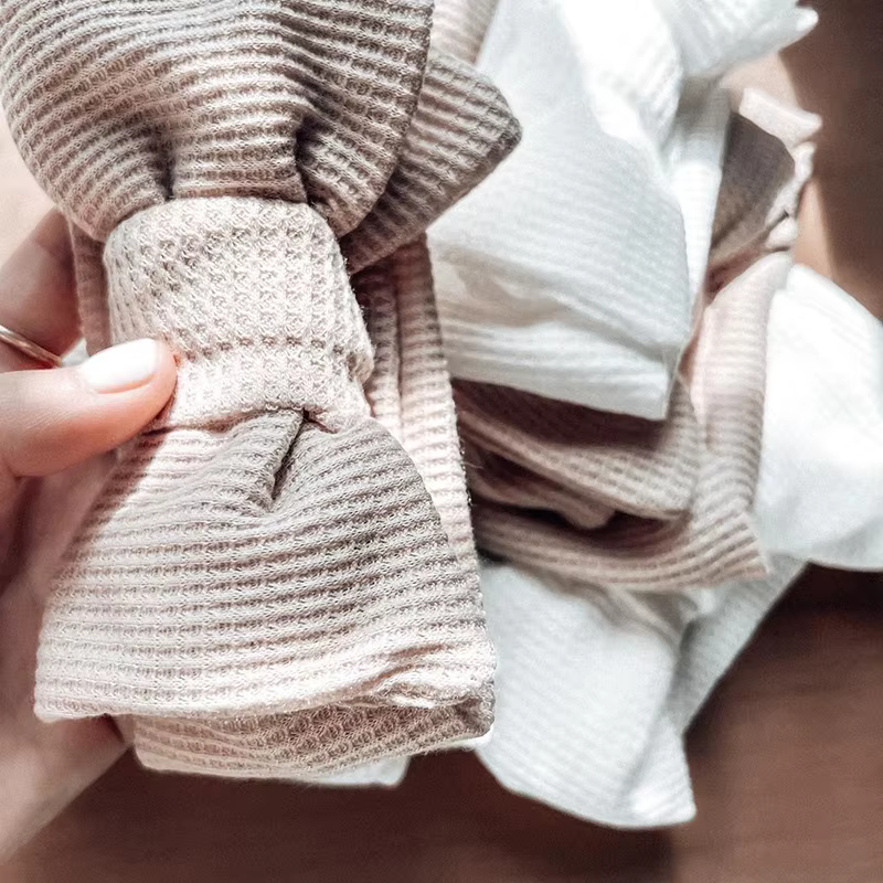 Accessoires pour cheveux de bébé fille, bandeau pour nouveau-né, couvre-chef en tricot, grand nœud, Double couche, bandeau pour enfants, coiffure Turban