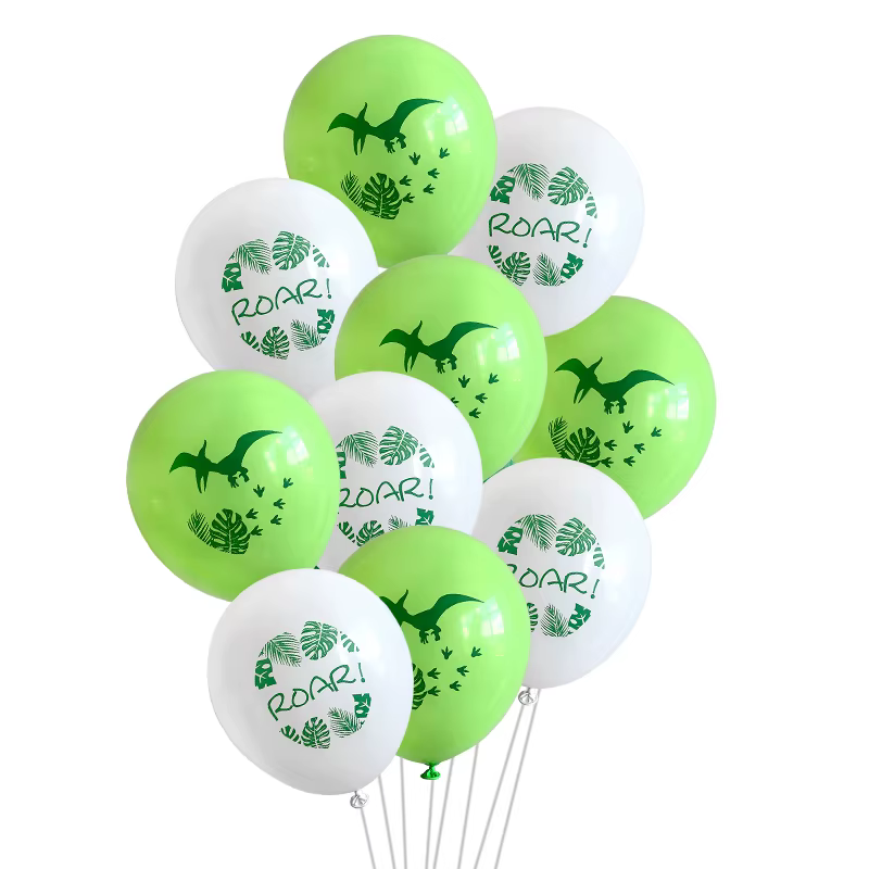 Ballons College de dinosaures pour enfants, ballons en latex, vert et blanc, décor de fête d'anniversaire, fournitures de douche de bébé, 12 po