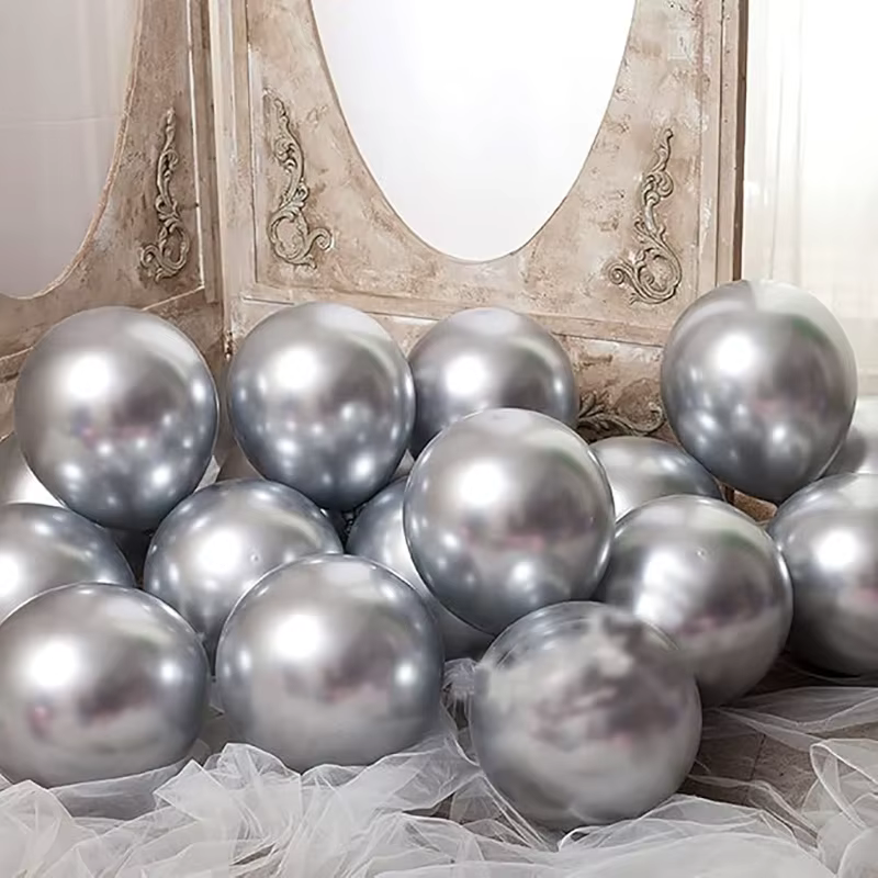 30/20/10 pièces ballon d'anniversaire en argent métallique 12 pouces ballons en Latex argenté en métal décorations DIY réception-cadeau pour bébé Photo de fête de mariage