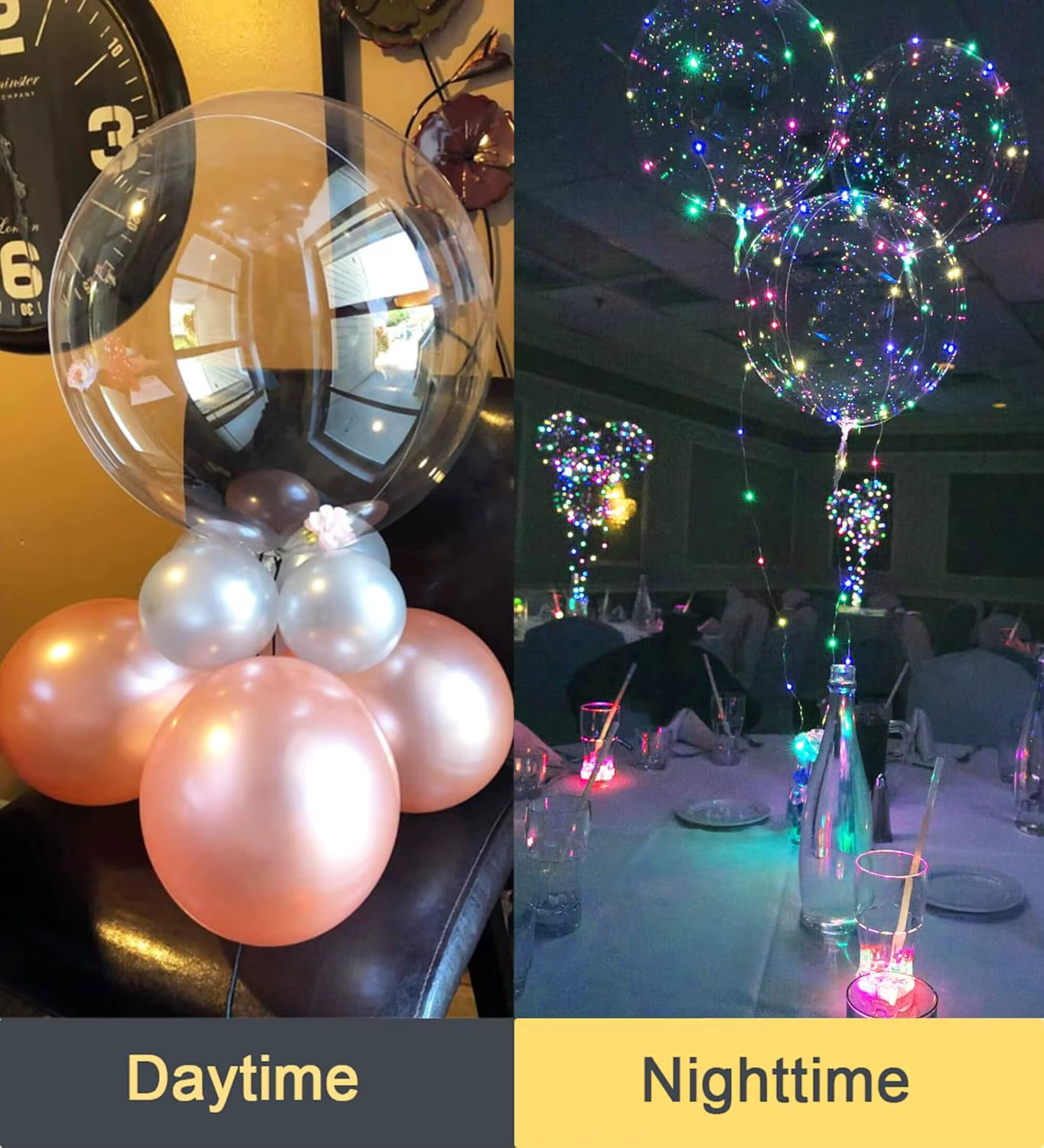 LED coloré 10 ensembles de ballons à bulles LED colorées, ballons à hélium pour le nouvel an, l'anniversaire, le mariage et la fête