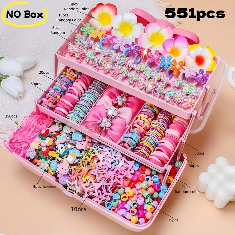 500/551 pièces d'un ensemble d'accessoires pour cheveux pour fille Saint Valentin sur le thème rose. Convient aux occasions festives.