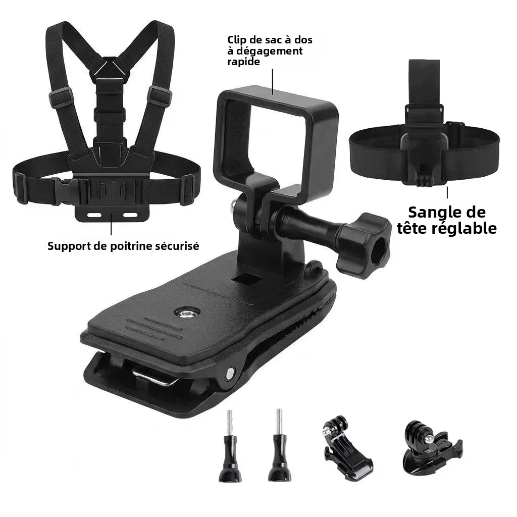 Kit d'accessoires pour DJI Osmo Pocket 4 3 : support de poitrine, sangle de tête, support de sac à dos avec adaptateur d'extension pour accessoires DJI Pocket