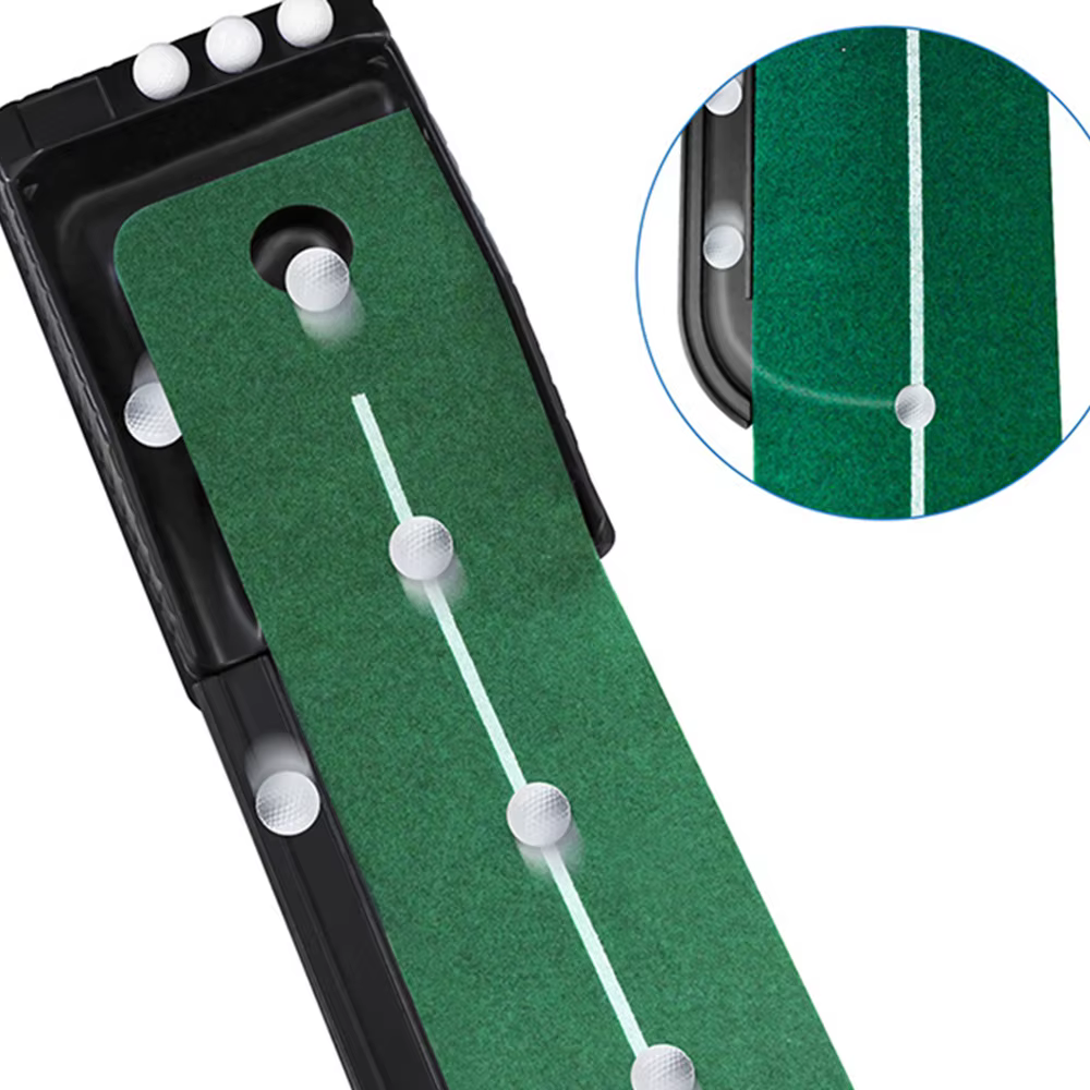 Tapis de putting de golf, tapis de putting avec retour automatique de balle pour l'entraînement au putter, outils d'entraînement intérieur/extérieur, aides à l'entraînement de golf