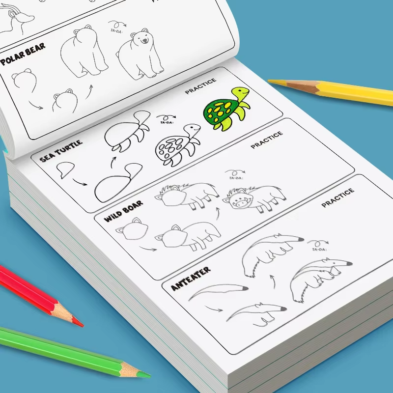 Livres de dessin pour enfants, apprenez étape par étape à dessiner tout ce qui vous plaît, tutoriel facile, cadeau créatif, ensemble d'art pour enfants