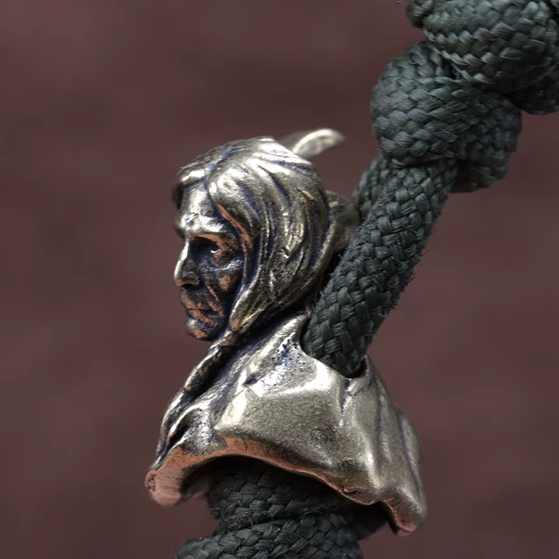 Pendentifs sculptés en laiton en forme de tête de chef indien, perles de couteau, accessoires EDC pour activités de plein air, DIY, paracorde, bracelet tressé fait main, cordon