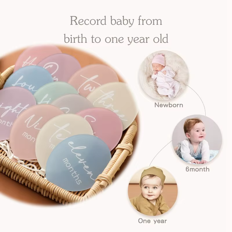 Ballons en acrylique pour nouveau-né, accessoires de photographie, cadeau de naissance pour bébé, 13 documents, cadeaux d'anniversaire