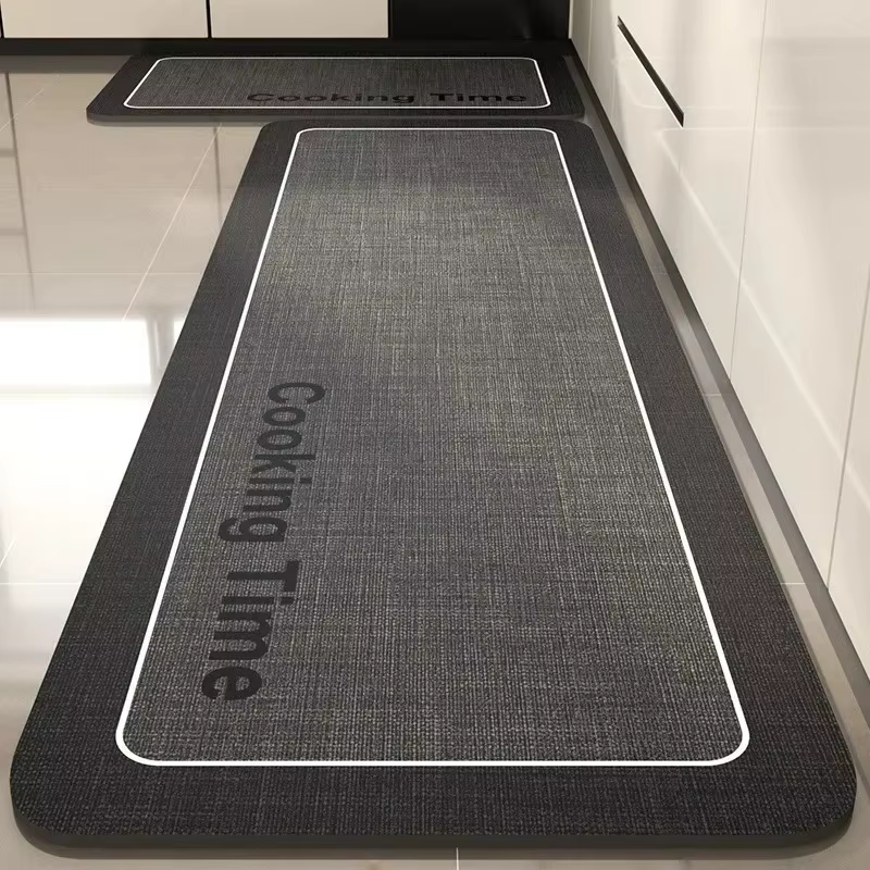 Tapis de sol de cuisine en cuir Pvc, imperméable, Long, antidérapant, résistant à l'huile, à fleurs roses, décoration de la maison