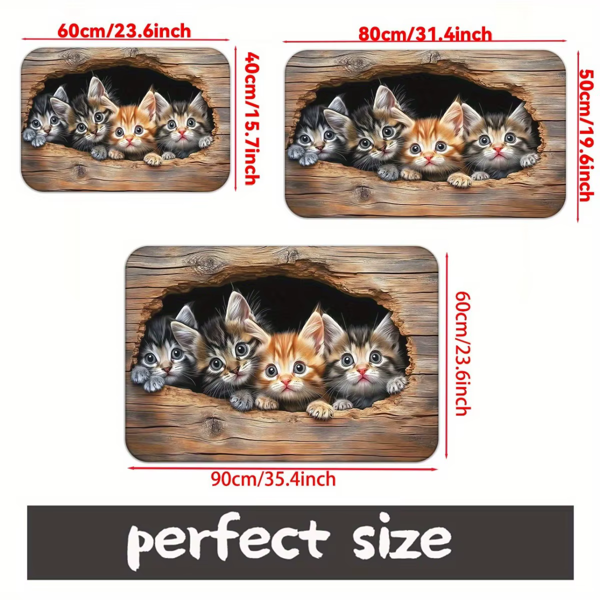 Tapis de sol motif chatons mignons - Tapis décoratif à empreintes de pattes d'animaux de dessin animé - Tapis d'intérieur pour chambre, salon, entrée