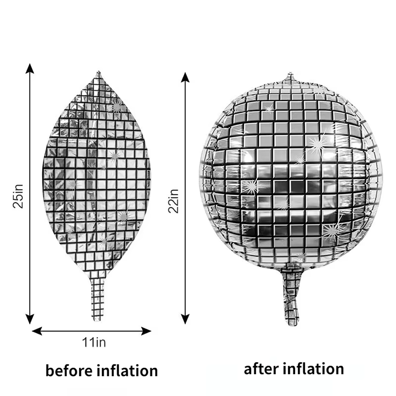Ballon rond 4D argenté de 22 pouces, 1 pièce, adapté à la décoration de enterres d'anniversaire, scènes de fête disco