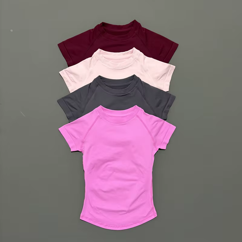 HISTELLO Df Haut de sport uni à manches courtes pour femme