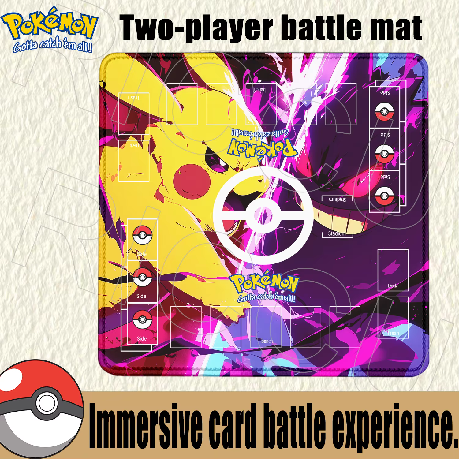 Tapis de bureau pour cartes de jeu Pokemon, accessoires pour cartes de jeu doubles, tapis de combat Sylveon Charizard PTCG, tapis de souris Anime, tapis de table 60x60cm