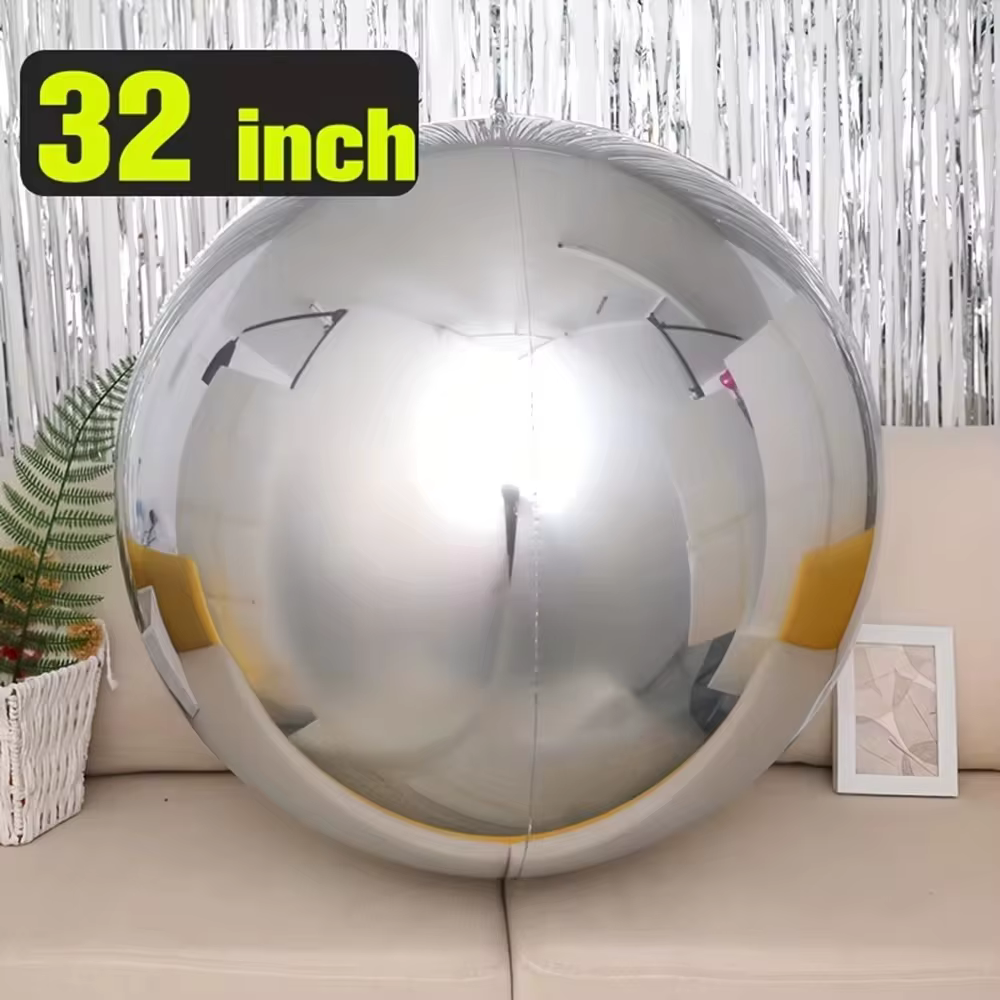 Ballon sphère en Mylar en aluminium 4D, 32 pouces, argent et or, pour fête d'anniversaire, mariage, saint-valentin, décoration de réception-cadeau pour bébé