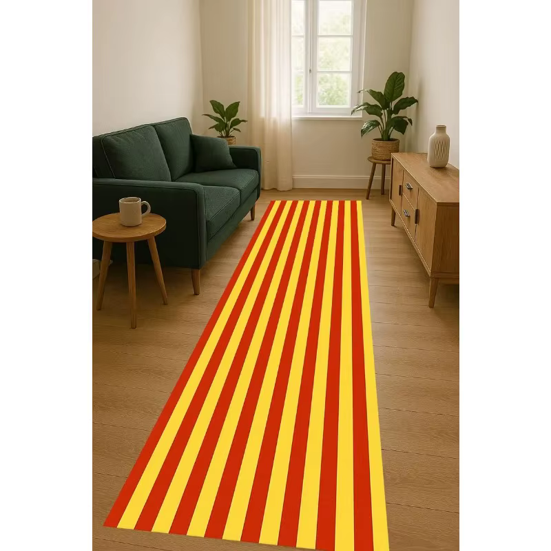 Tapis de couloir à rayures minimalement, rouge, jaune, bleu, longue bande, pour porte, entrée, cuisine, couloir, chevet, canapé, décoration de la maison